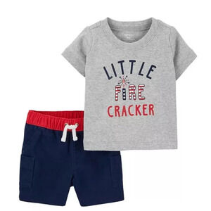 NWT Carter's size NEWBORN 2 piece Fourth of July "Little Firecracker" ou…